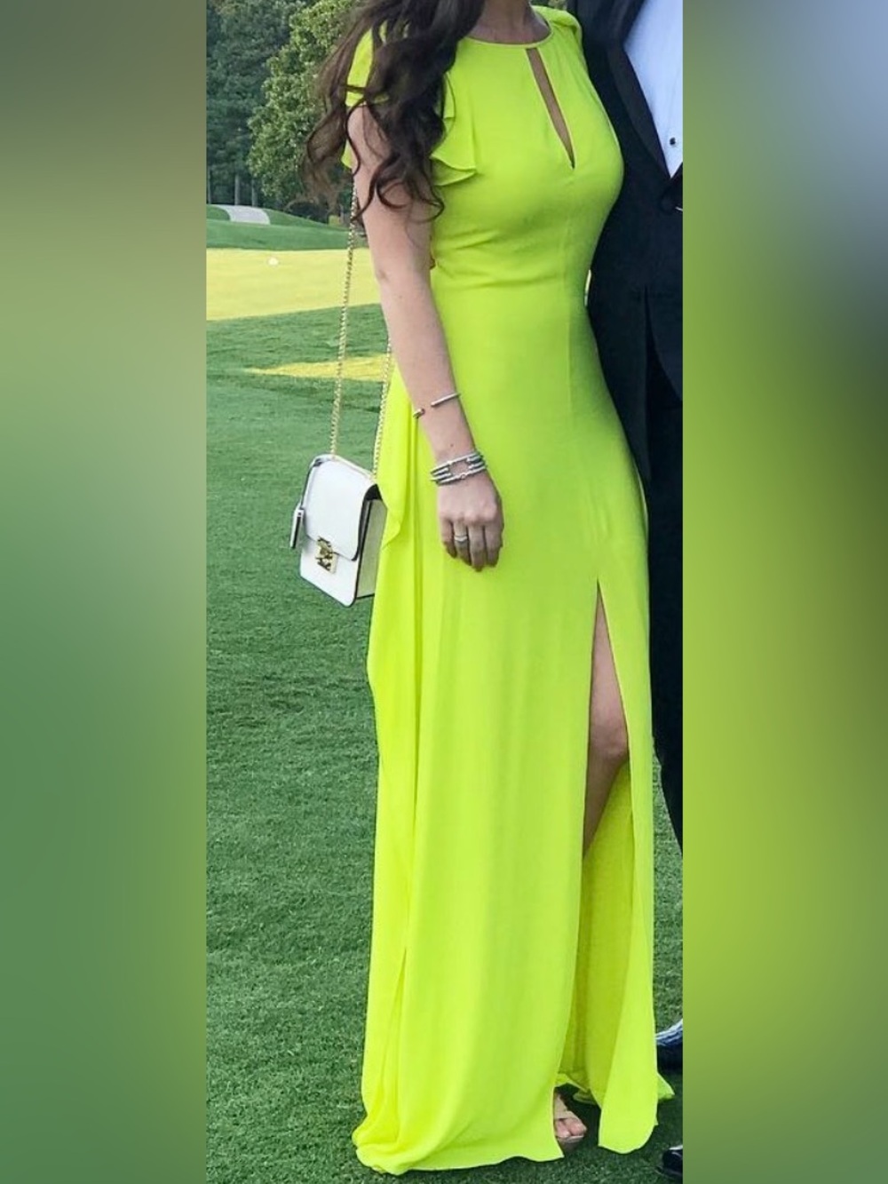 BCBGMaxAzria Juliana Lime Slit Maxi Dress
